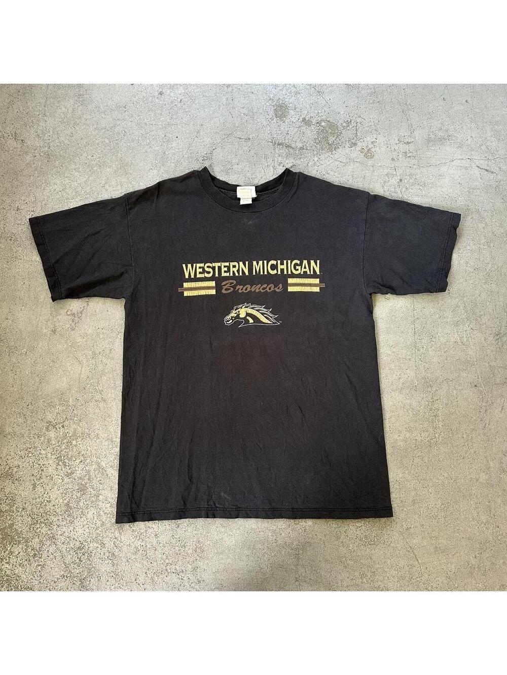 Vintage Y2K 2000s Western Michigan Broncos Black Grapic T Shirt